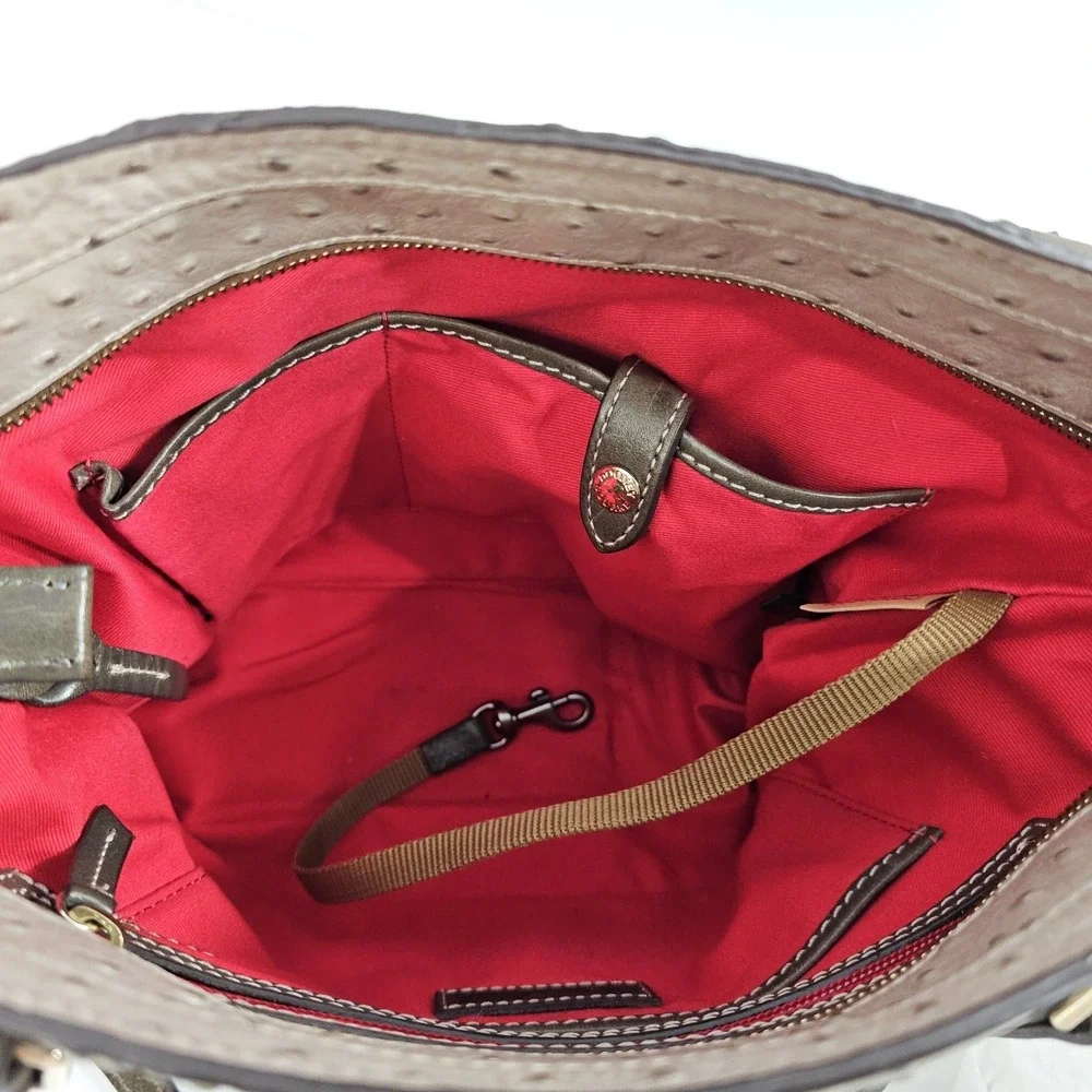 VTG AMAZING COND Dooney Bourke Ostrich Embossed Leather Tote Purse‎ EUC